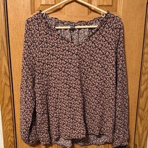 Old Navy Black and Pink Floral Blouse
